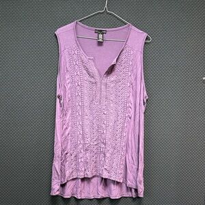 RXB Lavender Sleeveless Embroidered Knit Tank